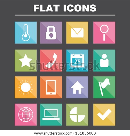  Application Web Icons Set in Flat Design