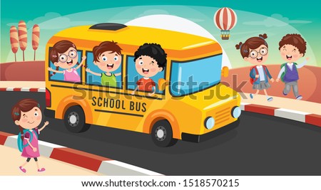 School Children Are Going To School By Bus