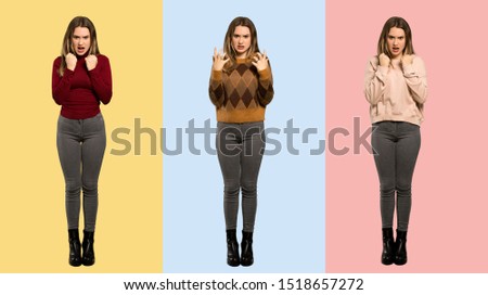 Set of women frustrated by a bad situation