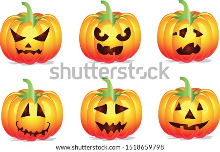 Set of halloween pumpkin emoji