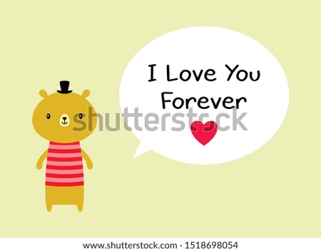 cute teddy bear i love you valentine card