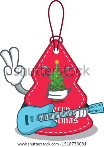 With guitar Christmas tag hanging of character door