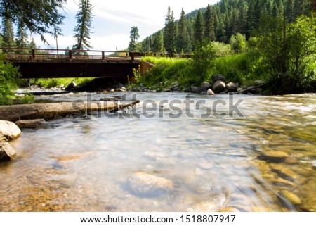 Slow shutter speed of water in a river