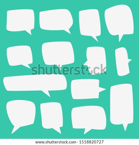 blank white speech bubbles hand drawn set isolated on green background. vector illustration  