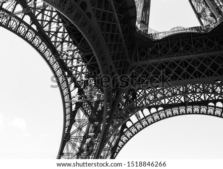 Eiffel Tower architecture detail in black and white 