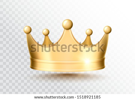 Golden crown on a transparent background. Vector illustration.