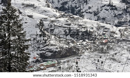 Aerial view of Snow city Solang valley, Manali H.P. INDIA