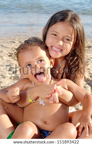 little girls on the beach
