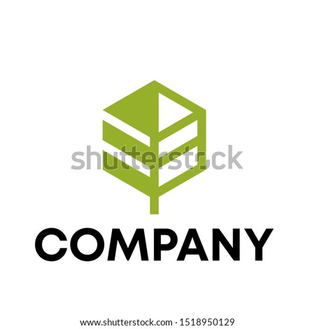 Hexagon with leaf geometric logo template