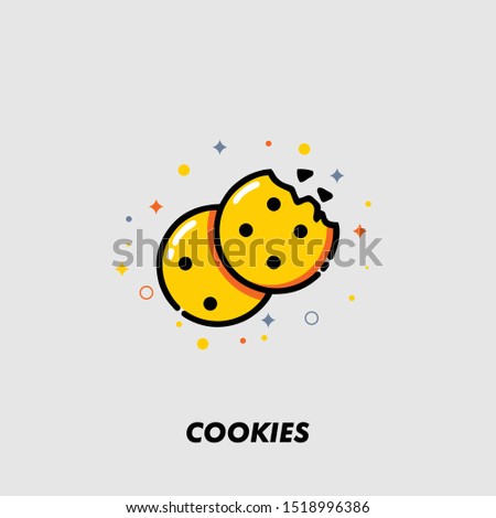Simple Icon Chocolate Chip Cookies With Filled Outline Style Vector Illustration