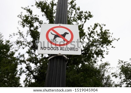 No dogs allowed signs in The Boston Common park.