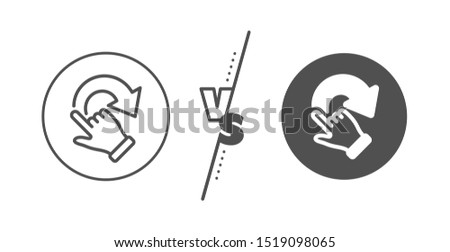 Slide arrow sign. Versus concept. Rotation gesture line icon. Swipe action symbol. Line vs classic rotation gesture icon. Vector