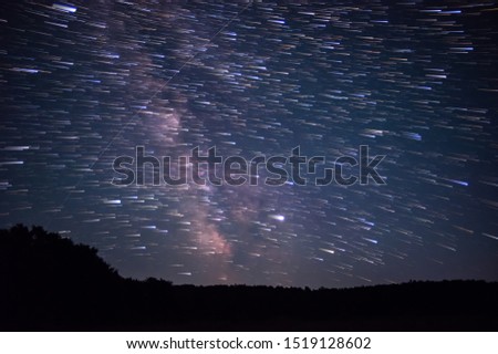 Beautiful tracks of stars in the night sky