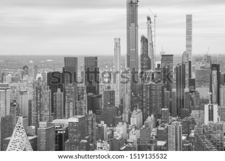 New York City Skyline Black and White Image, Manhattan architecture photography