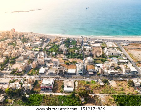 Aerial view of Sidon, South Lebanon ; Aerial view of Saida lebanon 
