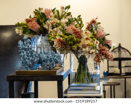 Modern nursing home interior with flower arrangement