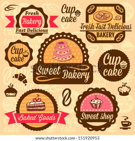 Elegant Vector Bakery Labels And Badges Set. All elements are grouped.