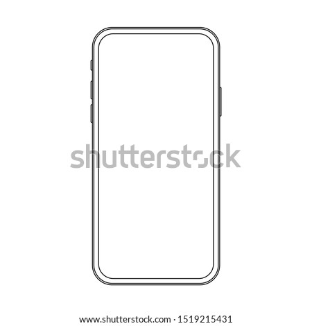 Outline line drawing modern smartphone. Elegant thin stroke line style design Royalty-Free Stock Photo #1519215431