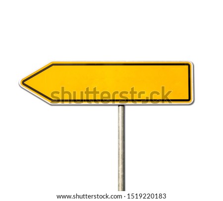 Yellow street signs on metal pole with copy space for add text isolated on white background,clipping path.