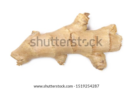 Ginger root isolated on white background, top view