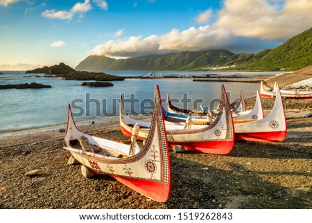 Aboriginal canoe at Lanyu(Orchid Island), Taitung,Taiwan Royalty-Free Stock Photo #1519262843