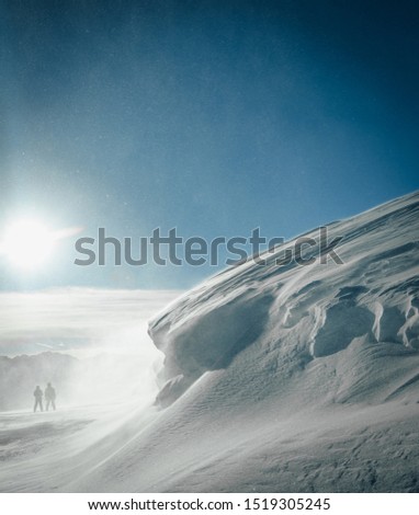 snowstorm in the mountains. ski resort Bansko. snowy tracks