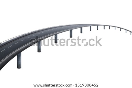 Curvy asphalt flyover road isolated on white background with clipping path. Royalty-Free Stock Photo #1519308452