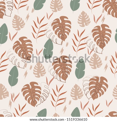 seamless pattern with tropical leaves. Abstract jungle pattern