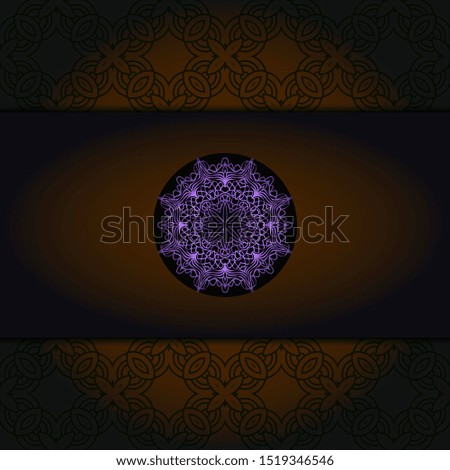 Template card with mandala. Vector. Oriental design for Christmas party invitation, Ramadan holiday, New year greeting, beauty spa salon, wedding