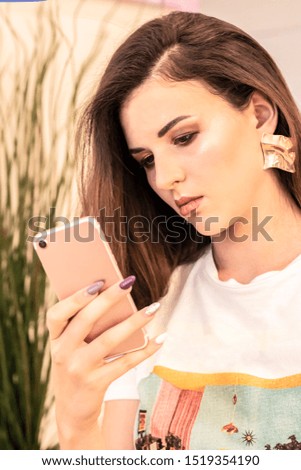 beautiful girl on white background. Girl holding pen for notes, glasses. The concept of beauty services, botox, skin care, modern fashion, blog, notes