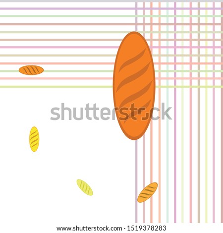 Bakery background. Line graphics. The collection of bread. Bread House. Engraving top view illustration. Vector illustration