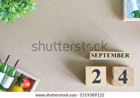 Empty Background, Design with number cube strawberry pine apple and wine in natural concept, September 24.