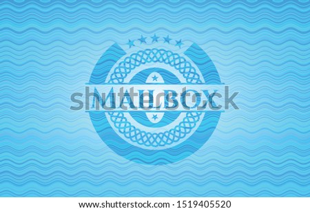 Mailbox light blue water badge background. Vector Illustration. Detailed.
