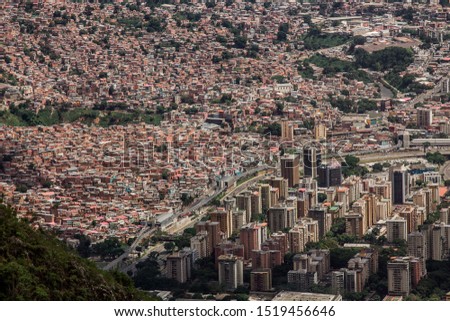 From the viewpoint of La Julia on the mountain El Avila you can see an aerial view of the famous Petare neighborhood in Caracas, Venezuela