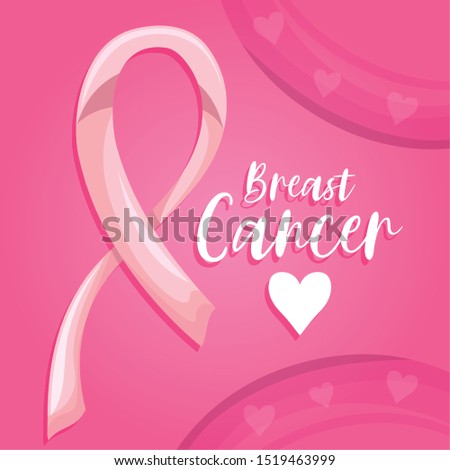 ornate pink ribbon with label breast cancer
