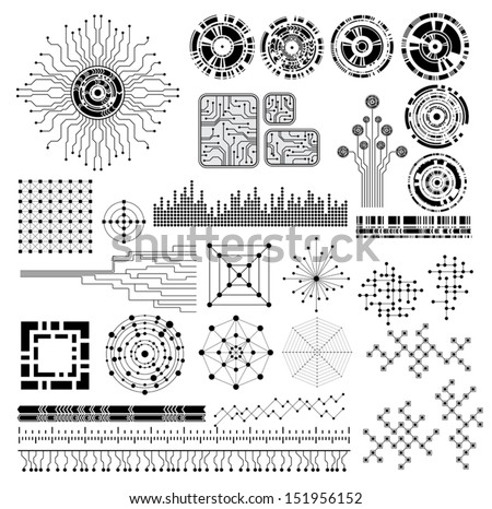 collection of modern technology theme vector design elements Royalty-Free Stock Photo #151956152