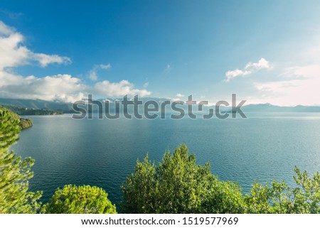 Beautiful lake scenery in Lugu lake, yunnan province, China