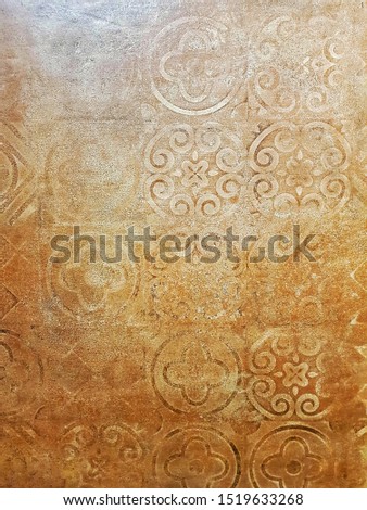 red aged ceramic tiles with floral pattern
