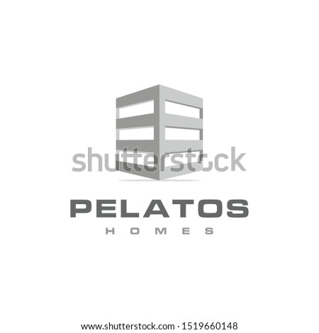 Illustration of abstract high rise building with lots of room inside logo design