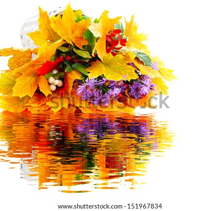 Autumn bouquet with water Reflection