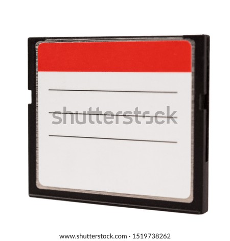 compact flash drive for data storage in digital devices, cf memory card isolated on white background