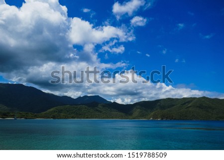 Day with clouds. Caribbean Sea. The clouds stand out in the sea