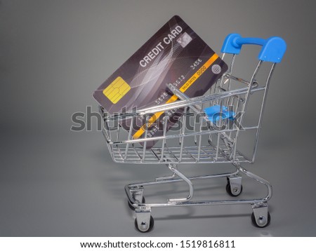 Credit card and shopping cart. (with free space for text)    