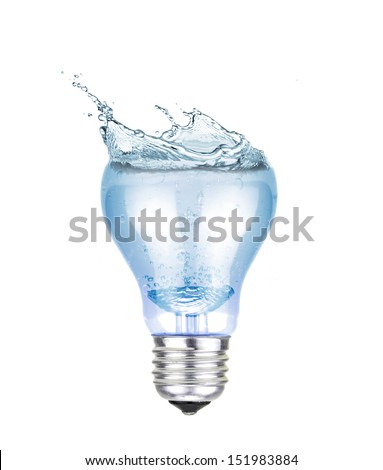 electric lamp full with water and a splash