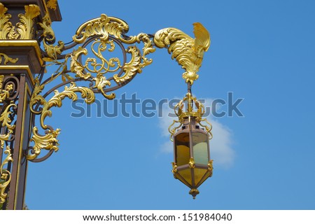 Lantern from historical place Stanislas in Nancy, France in clear day