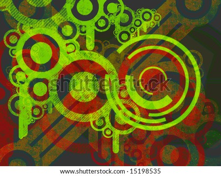 Bright Green Environmental Machine Parts Over Red and Green Abstract background Illustration