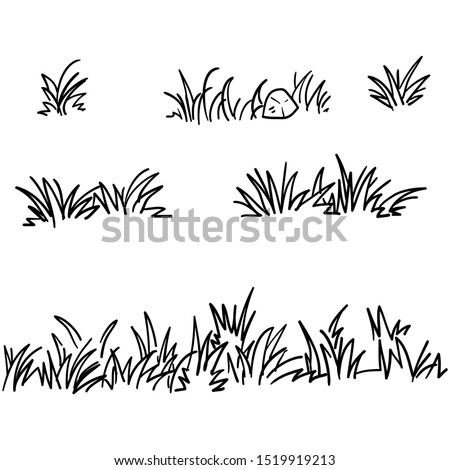 doodle grass illustration collection handdrawn style Royalty-Free Stock Photo #1519919213