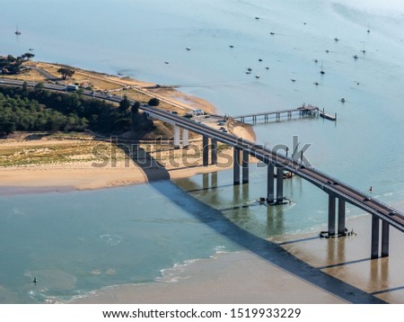 aerial view of the bridge of the island of Noirmoutiers in France