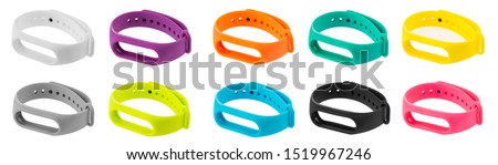 Set of colored sports bands for smartwatches, isolated on white background

