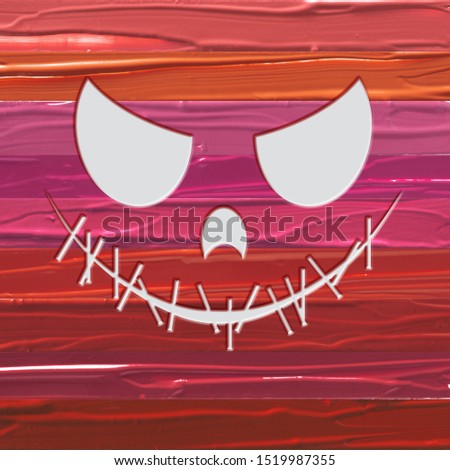 Shades of lipstick different tones color stroke for promotion background with ghost face Halloween concept